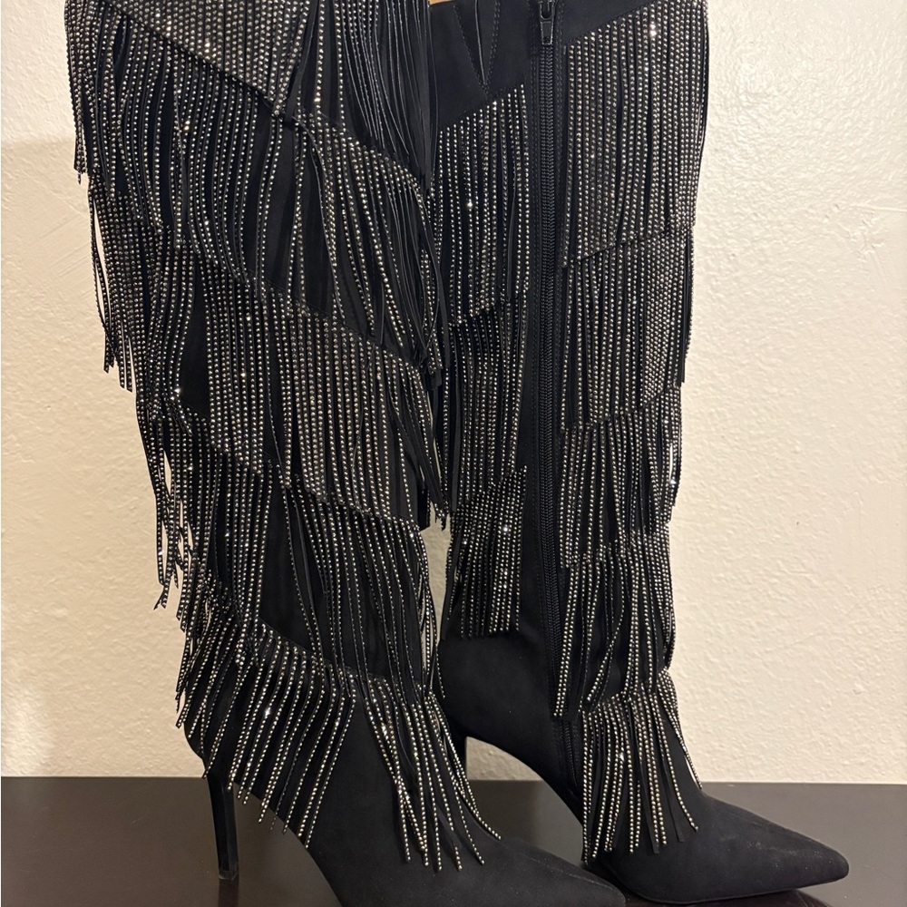 INC Silver Fringe Heel Boot